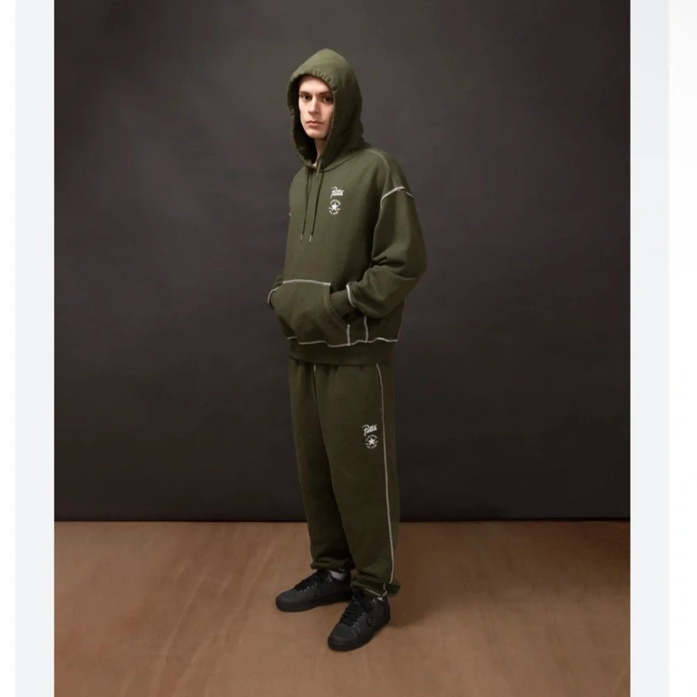 Converse x Patta Gold Pullover Olive Green Standard Hoodie Unisex Collab NEW L - Picture 3 of 10